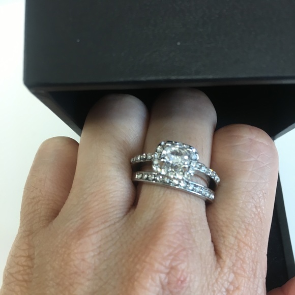 Set! Japanese 1ct CZ engagement ring + wedding band - Picture 2 of 5